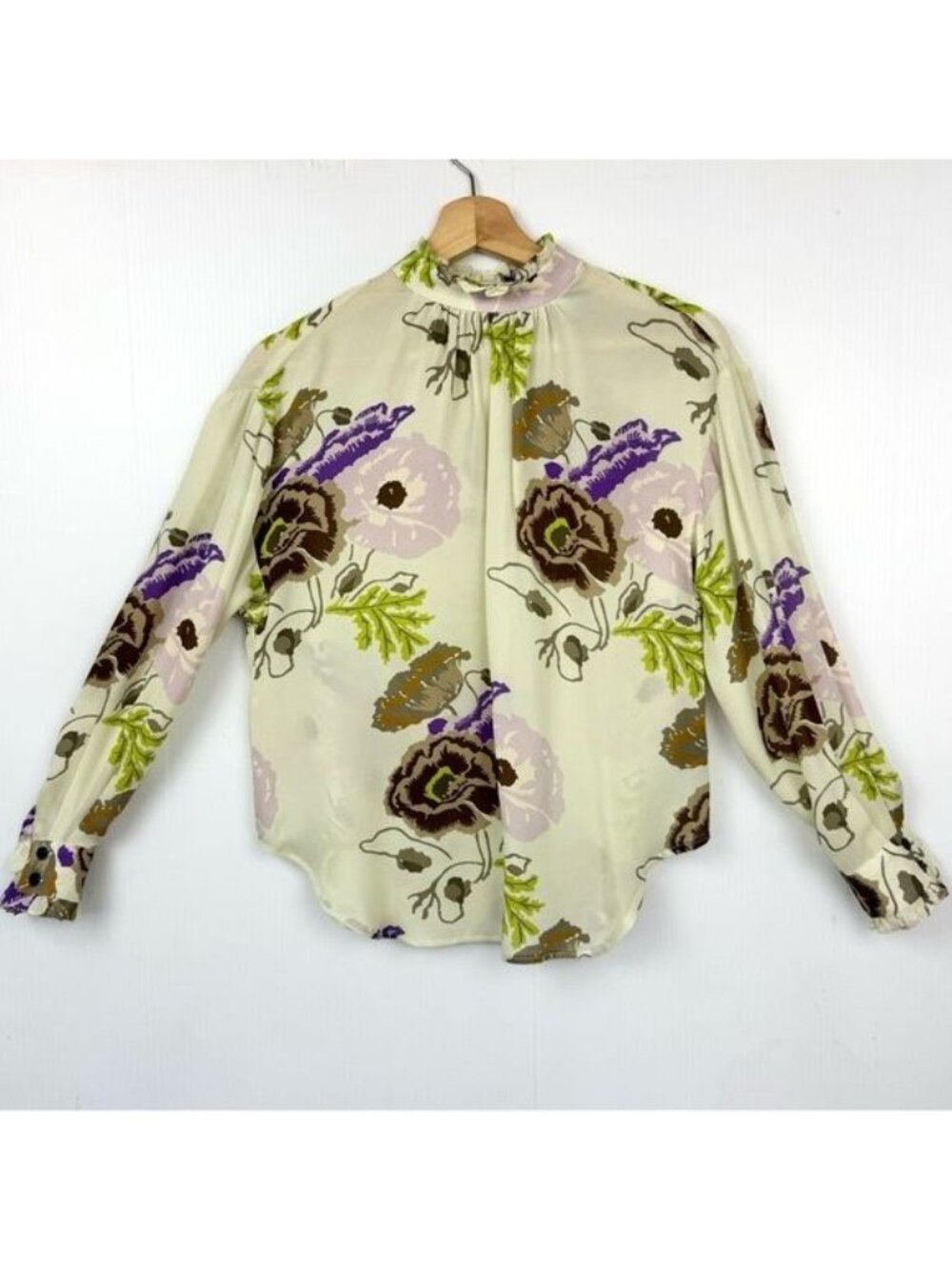 NO.6 THOMAS TOP 100% SILK GEORGETTE LONG SLEEVE PISTACHIO 0 - Picture 2 of 9